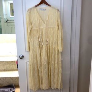 Yellow Christy Dawn Flowy Dress Vintage Print